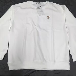 Moncler White Long Sleeve Tee with Logo Detail
